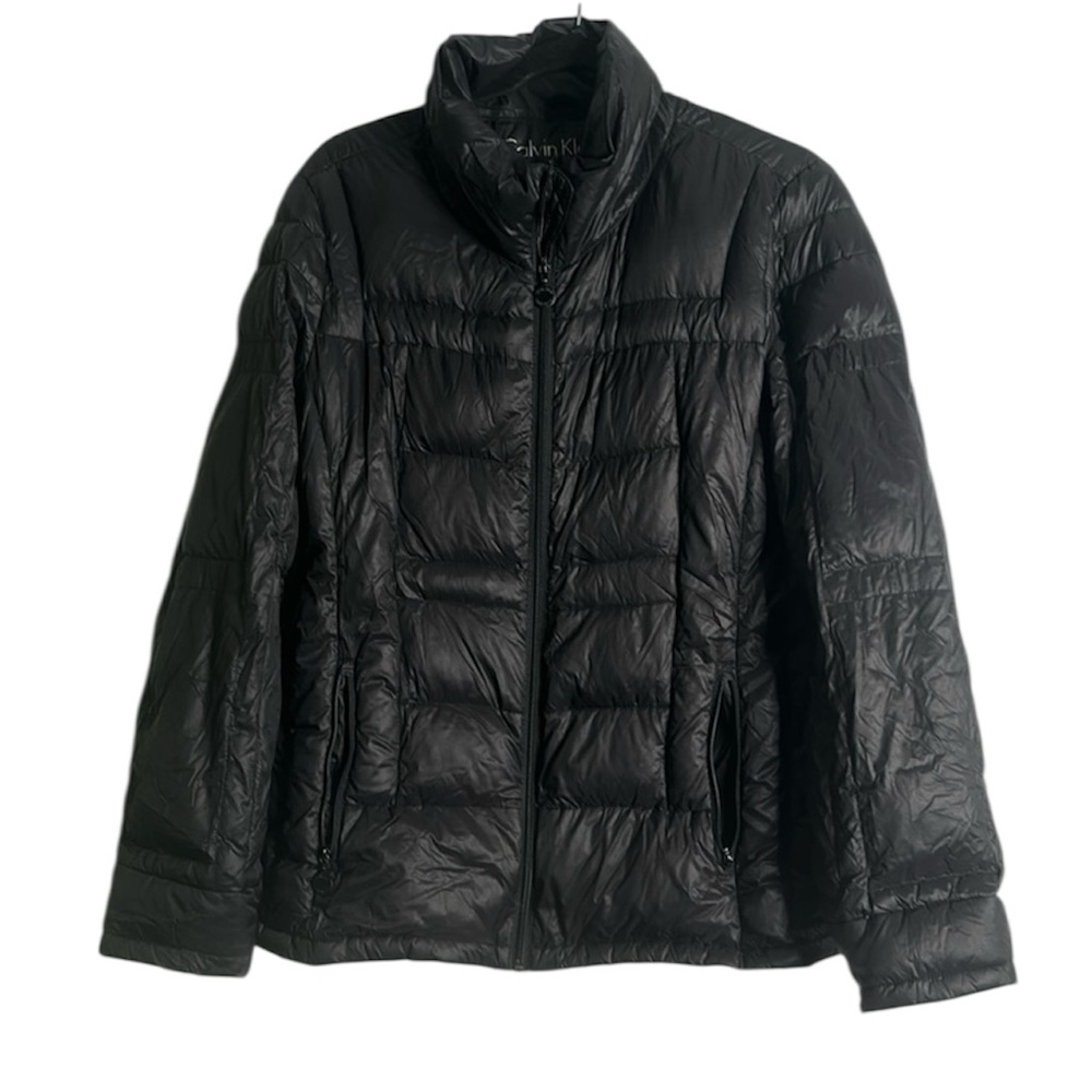Calvin Klein black packable jacket size large puffer outerwear winter